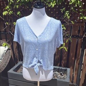 Hale Bob Gray Short Sleeve Crop Button Down